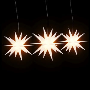 LED-Weihnachtssterne, 3er-Set, faltbar, weiß