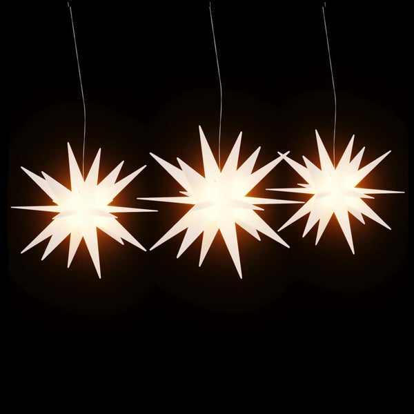 LED-Weihnachtssterne, 3er-Set, faltbar, weiß