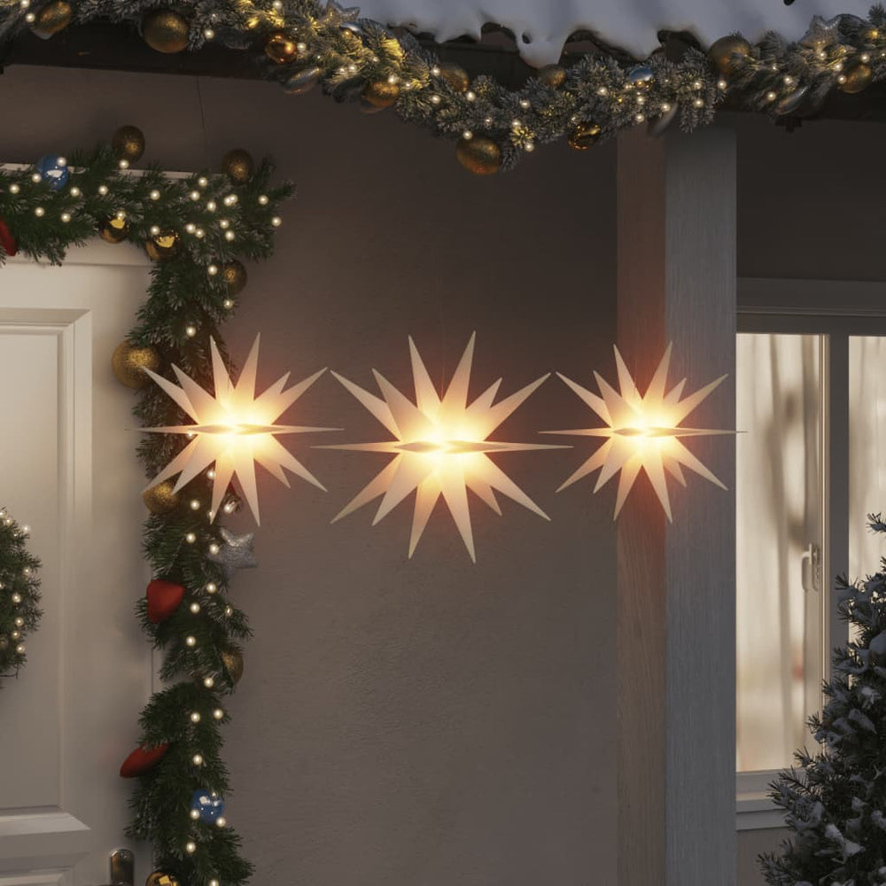 LED-Weihnachtssterne, 3er-Set, faltbar, weiß