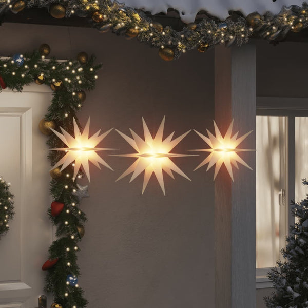 LED-Weihnachtssterne, 3er-Set, faltbar, weiß