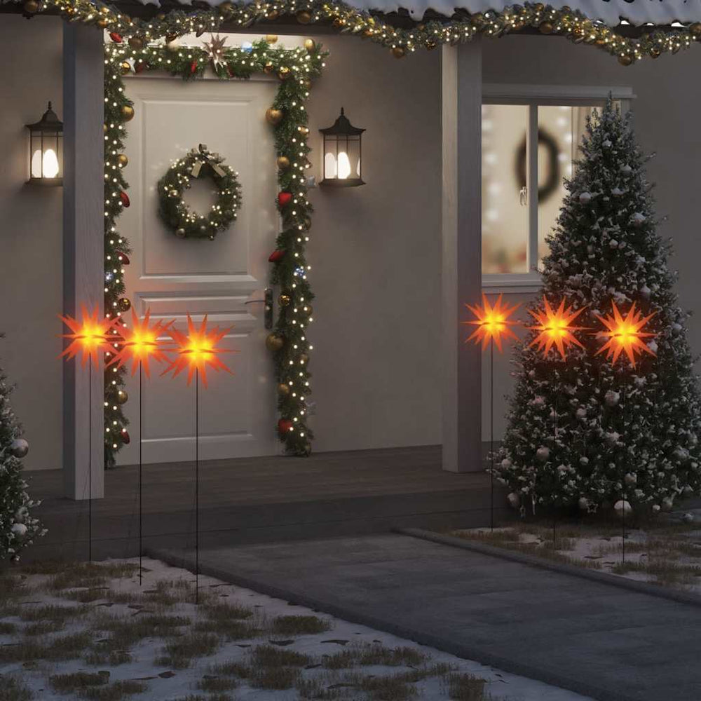 LED Weihnachtssterne mit Erdspießen, 3er Set