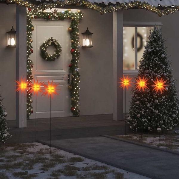 LED Weihnachtssterne mit Erdspießen, 3er Set