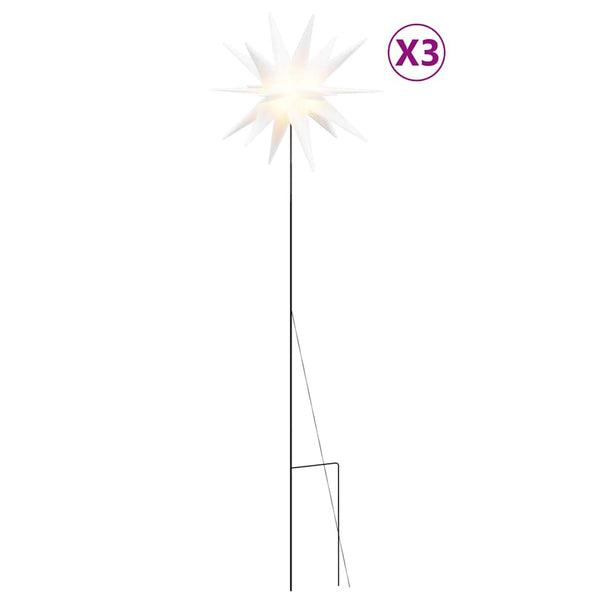 LED Weihnachtssterne mit Erdspießen, 3er Set