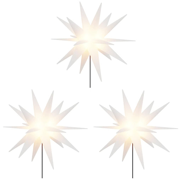 LED Weihnachtssterne mit Erdspießen, 3er Set