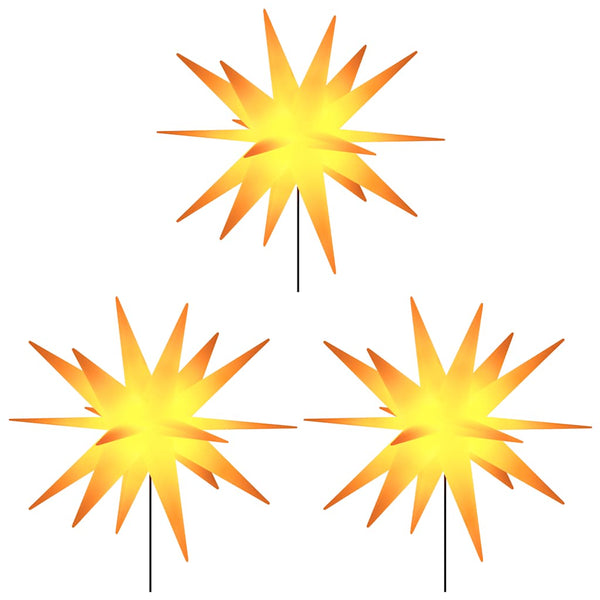 LED Weihnachtssterne mit Erdspießen Gelb 3er-Set
