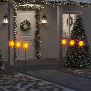 LED Weihnachtssterne mit Erdspießen Gelb 3er-Set