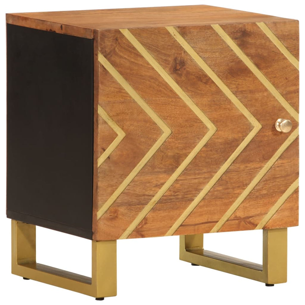 Nachttisch Mango Massivholz Braun/Schwarz