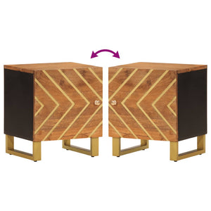 Nachttisch Mango Massivholz Braun/Schwarz