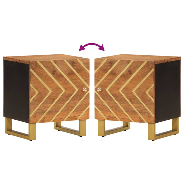 Nachttisch Mango Massivholz Braun/Schwarz