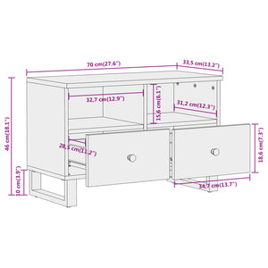 Meuble TV vidaXL marron et noir 70x33,5x46 cm bois de manguier massif
