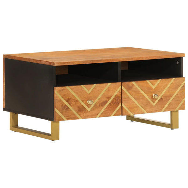 Couchtisch Massivholz Mango Braun Schwarz 80 cm