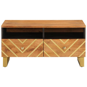 Couchtisch Massivholz Mango Braun Schwarz 80 cm