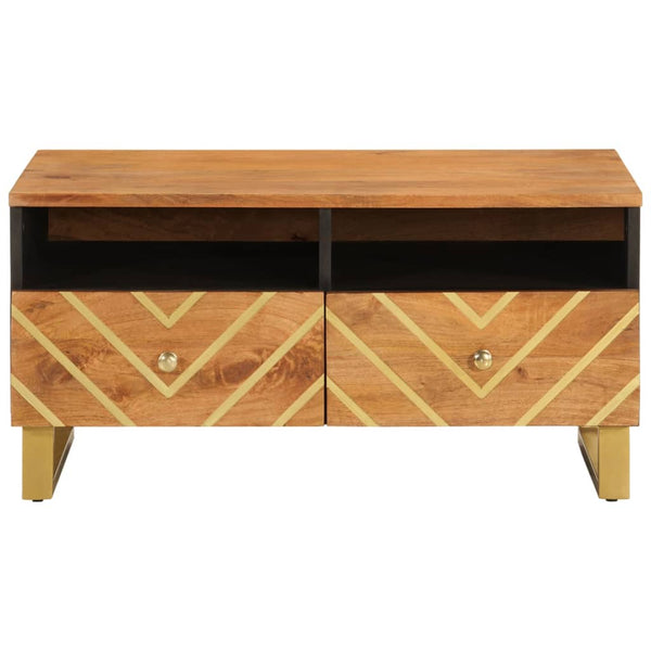 Couchtisch Massivholz Mango Braun Schwarz 80 cm
