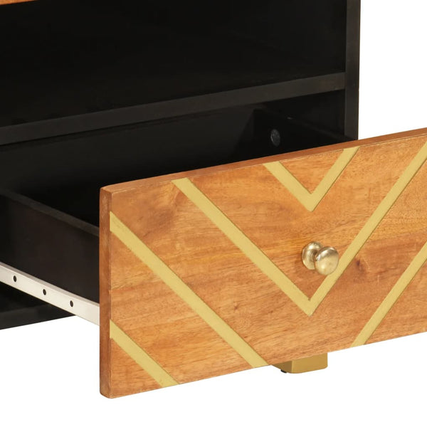 Couchtisch Massivholz Mango Braun Schwarz 80 cm