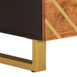 Couchtisch Massivholz Mango Braun Schwarz 80 cm