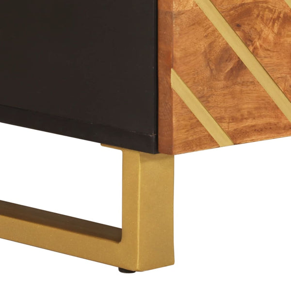 Couchtisch Massivholz Mango Braun Schwarz 80 cm
