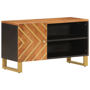 vidaXL Meuble TV marron et noir 80x31,5x46 cm Bois de manguier massif