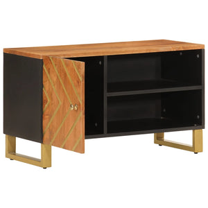 vidaXL Meuble TV marron et noir 80x31,5x46 cm Bois de manguier massif