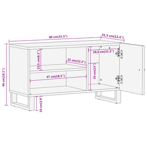 vidaXL Meuble TV marron et noir 80x31,5x46 cm Bois de manguier massif