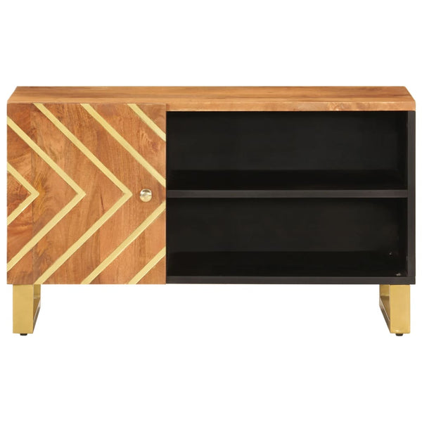 vidaXL Meuble TV marron et noir 80x31,5x46 cm Bois de manguier massif