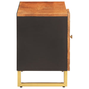 vidaXL Meuble TV marron et noir 80x31,5x46 cm Bois de manguier massif