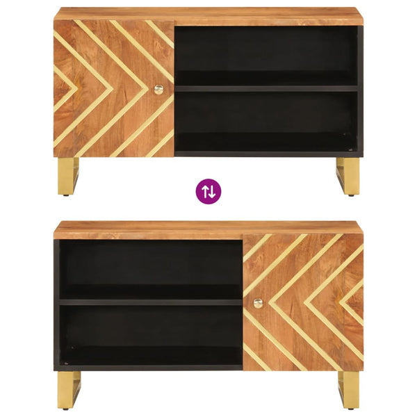 vidaXL Meuble TV marron et noir 80x31,5x46 cm Bois de manguier massif
