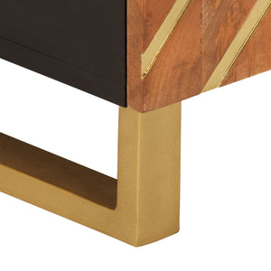 vidaXL Meuble TV marron et noir 80x31,5x46 cm Bois de manguier massif