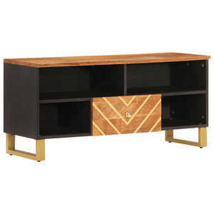 vidaXL Meuble TV marron et noir 100x33,5x46 cm bois de manguier massif