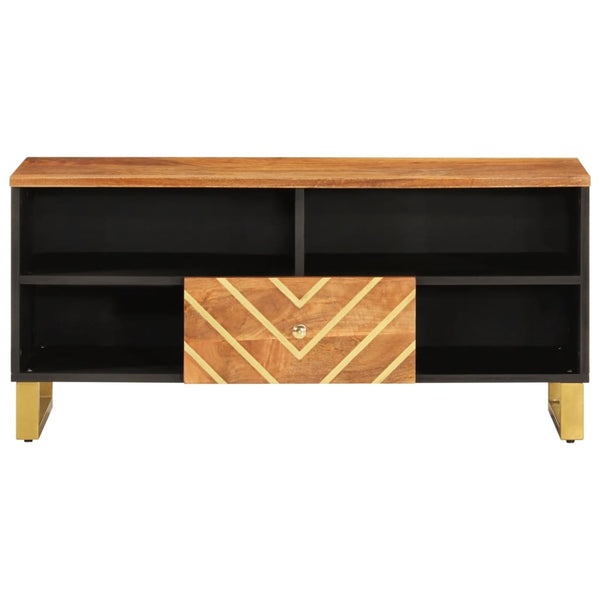 vidaXL Meuble TV marron et noir 100x33,5x46 cm bois de manguier massif