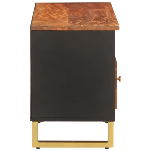 vidaXL Meuble TV marron et noir 100x33,5x46 cm bois de manguier massif