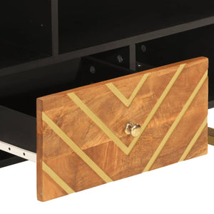 vidaXL Meuble TV marron et noir 100x33,5x46 cm bois de manguier massif