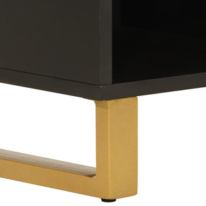 vidaXL Meuble TV marron et noir 100x33,5x46 cm bois de manguier massif