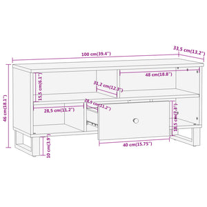 vidaXL Meuble TV marron et noir 100x33,5x46 cm bois de manguier massif