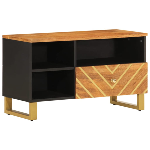 vidaXL Meuble TV marron et noir 80x33,5x46 cm Bois de manguier massif