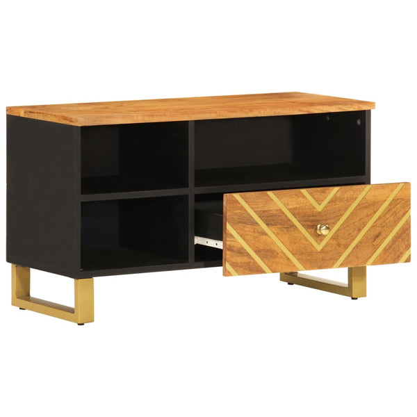 vidaXL Meuble TV marron et noir 80x33,5x46 cm Bois de manguier massif