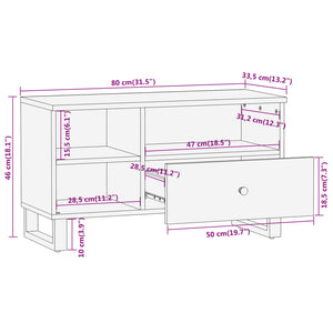 vidaXL Meuble TV marron et noir 80x33,5x46 cm Bois de manguier massif