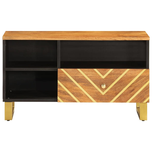 vidaXL Meuble TV marron et noir 80x33,5x46 cm Bois de manguier massif