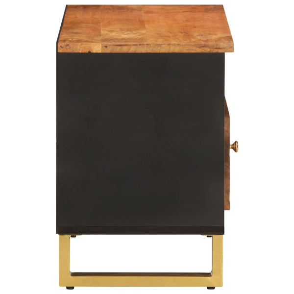vidaXL Meuble TV marron et noir 80x33,5x46 cm Bois de manguier massif