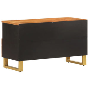 vidaXL Meuble TV marron et noir 80x33,5x46 cm Bois de manguier massif