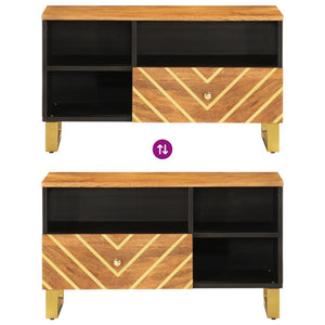 vidaXL Meuble TV marron et noir 80x33,5x46 cm Bois de manguier massif