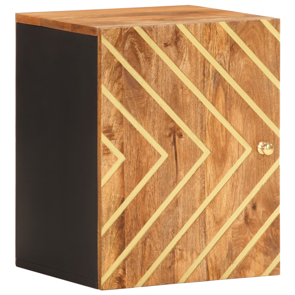 Wand-Badschrank Mango Massivholz Braun Schwarz