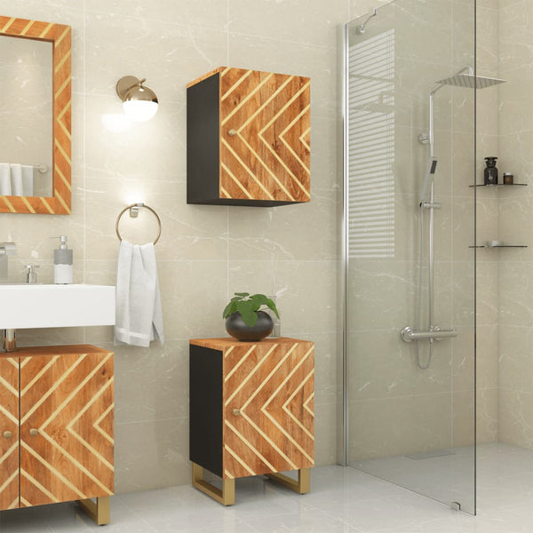 Wand-Badschrank Mango Massivholz Braun Schwarz