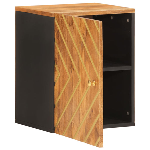 Wand-Badschrank Mango Massivholz Braun Schwarz