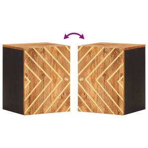 Wand-Badschrank Mango Massivholz Braun Schwarz