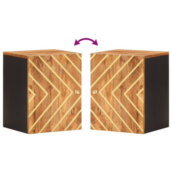 Wand-Badschrank Mango Massivholz Braun Schwarz