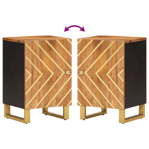 Badschrank Mango Massivholz Braun Schwarz