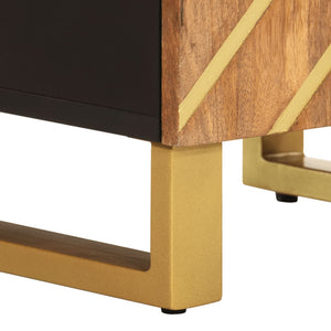 Badschrank Mango Massivholz Braun Schwarz