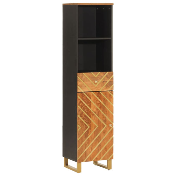Badschrank Mango Massivholz Braun/Schwarz