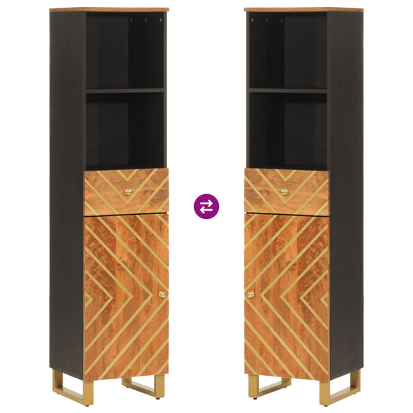 Badschrank Mango Massivholz Braun/Schwarz