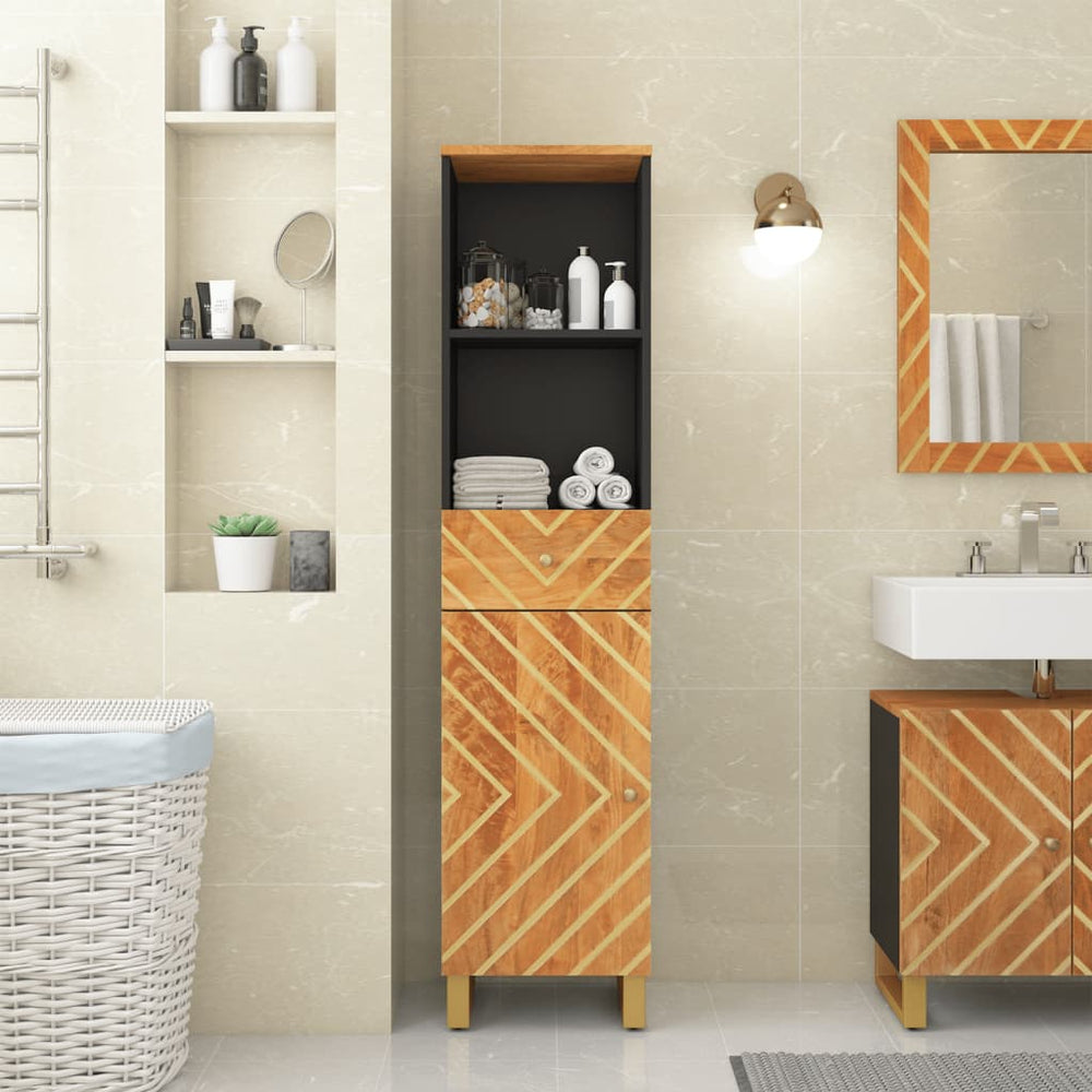 Badschrank Mango Massivholz Braun/Schwarz